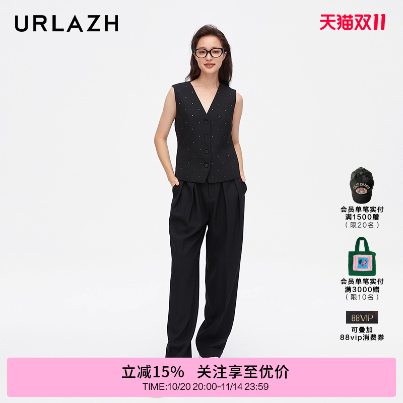 urlazh/有兰黑色质感萝卜裤