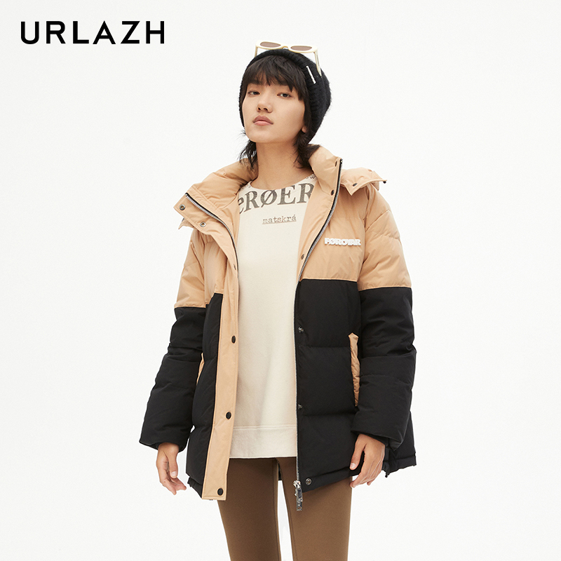urlazh/有兰奶茶拼色羽绒服