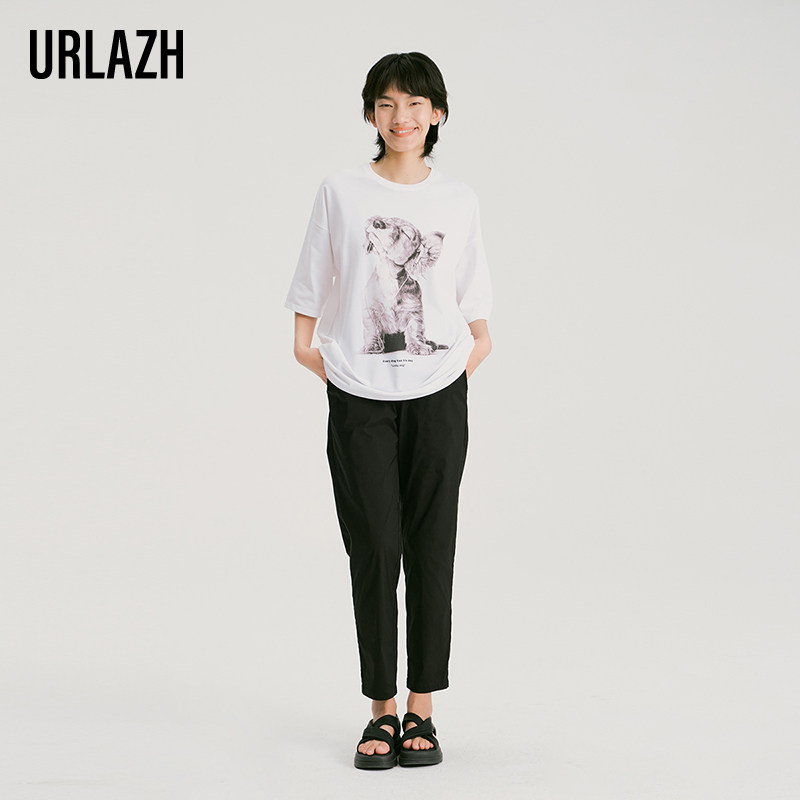 URLAZH有兰夏季新款日常简约休闲薄款直筒高腰黑色气质长裤女,女装/女士精品,休闲裤,淘宝优惠券,粉丝福利购,淘宝优惠卷