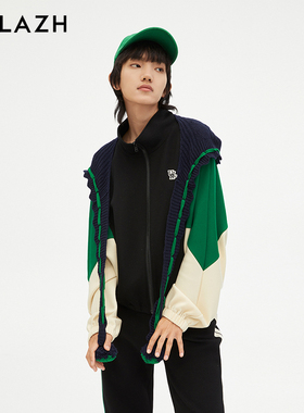 URLAZH有兰新款复古黑色休闲减龄立领宽松外套女JM3JA03