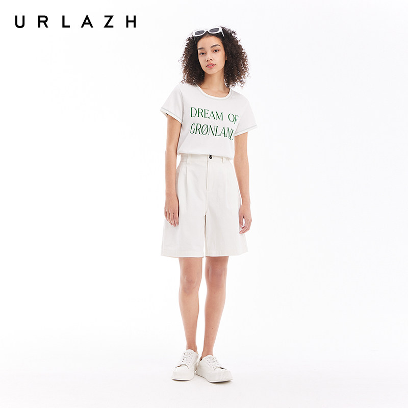 URLAZH有兰夏季新款经典白色简约中高腰气质宽松雅痞百慕大短裤女,女装/女士精品,休闲裤,淘宝优惠券,粉丝福利购,淘宝优惠卷