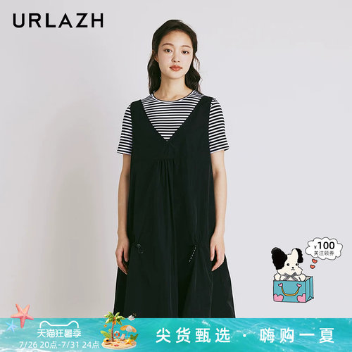 urlazh/有兰黑色休闲连衣裙