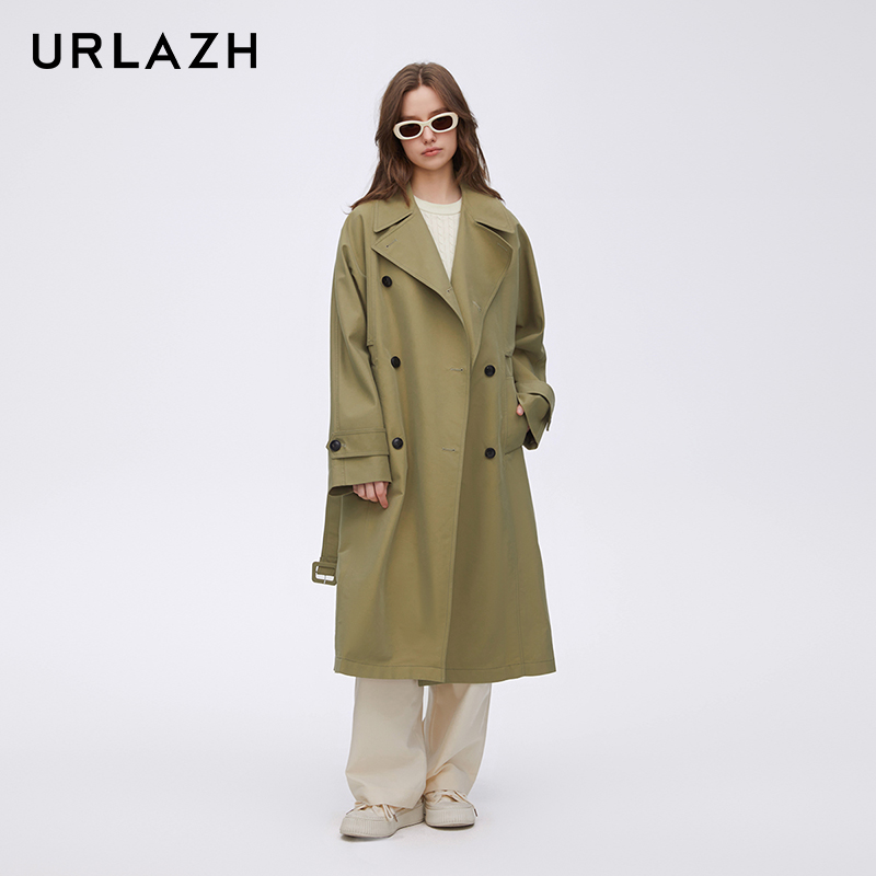 URLAZH有兰新款简约气质休闲宽松长款风衣外套女