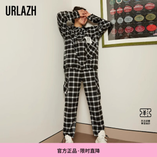 格纹潮ins URLAZH有兰春季 新款 休闲裤 子女显瘦宽松束脚运动裤