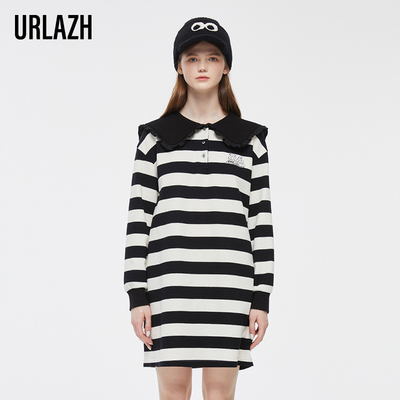 urlazh/有兰黑色条纹连衣裙