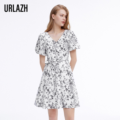 URLAZH/有兰复古碎花连衣裙