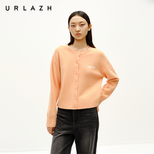针织开衫 柔和桃圆领绣花减龄休闲纯羊绒长袖 女 新款 URLAZH有兰冬季