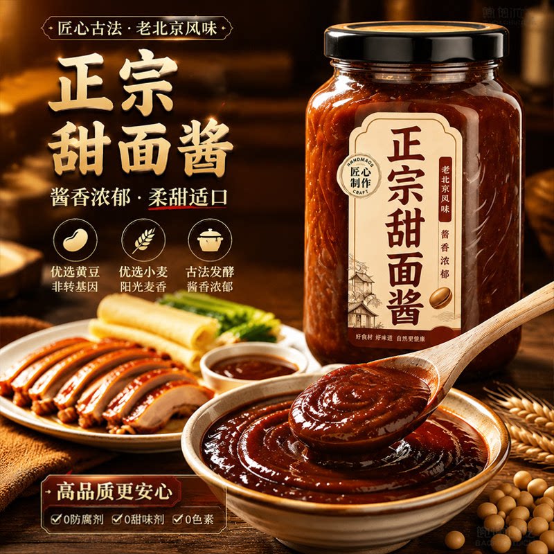 甜面酱家用老北京手抓饼酱烤鸭鸡蛋灌饼炸酱面蘸酱鸡肉卷组合酱料