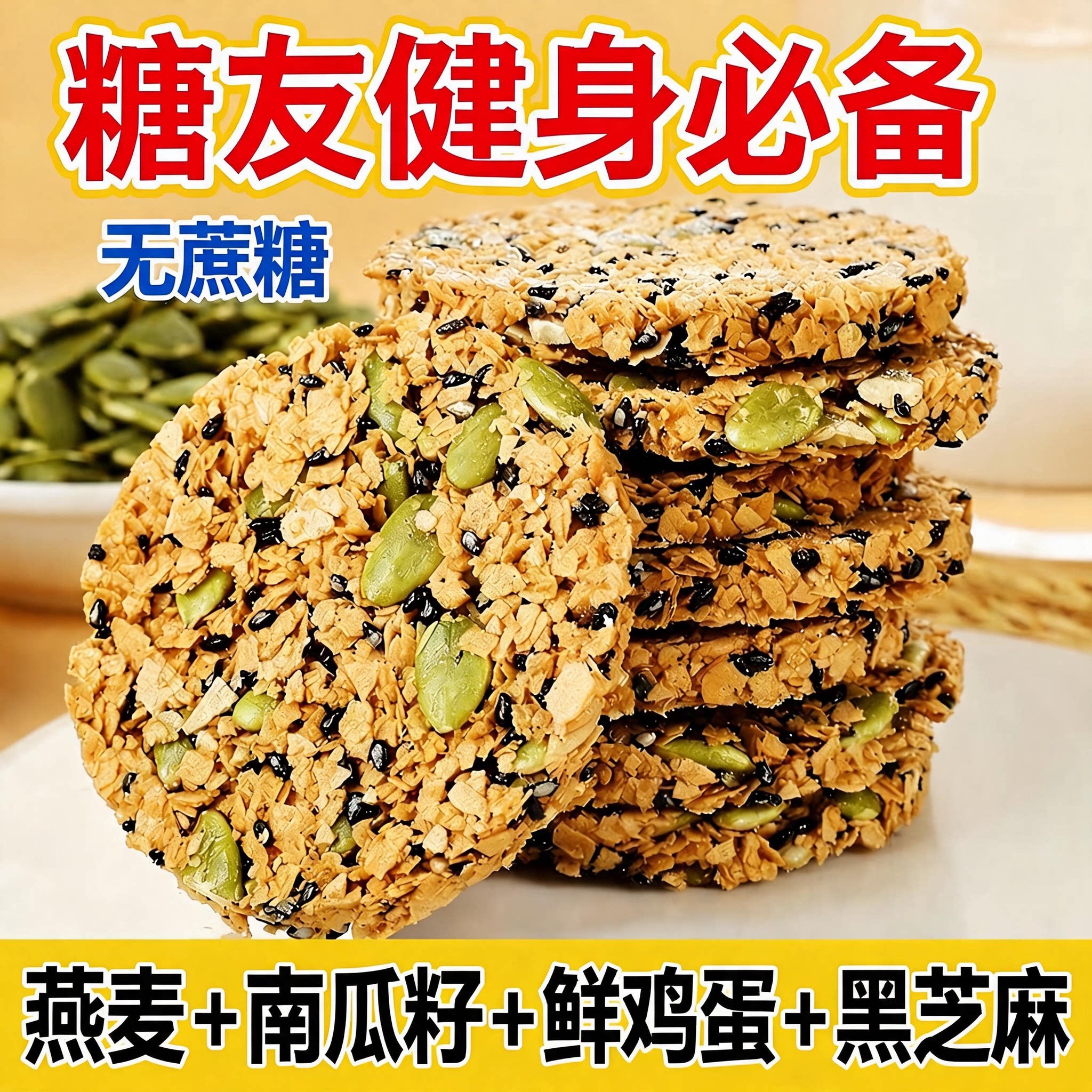 无添蔗糖坚果燕麦脆饼干120包图片