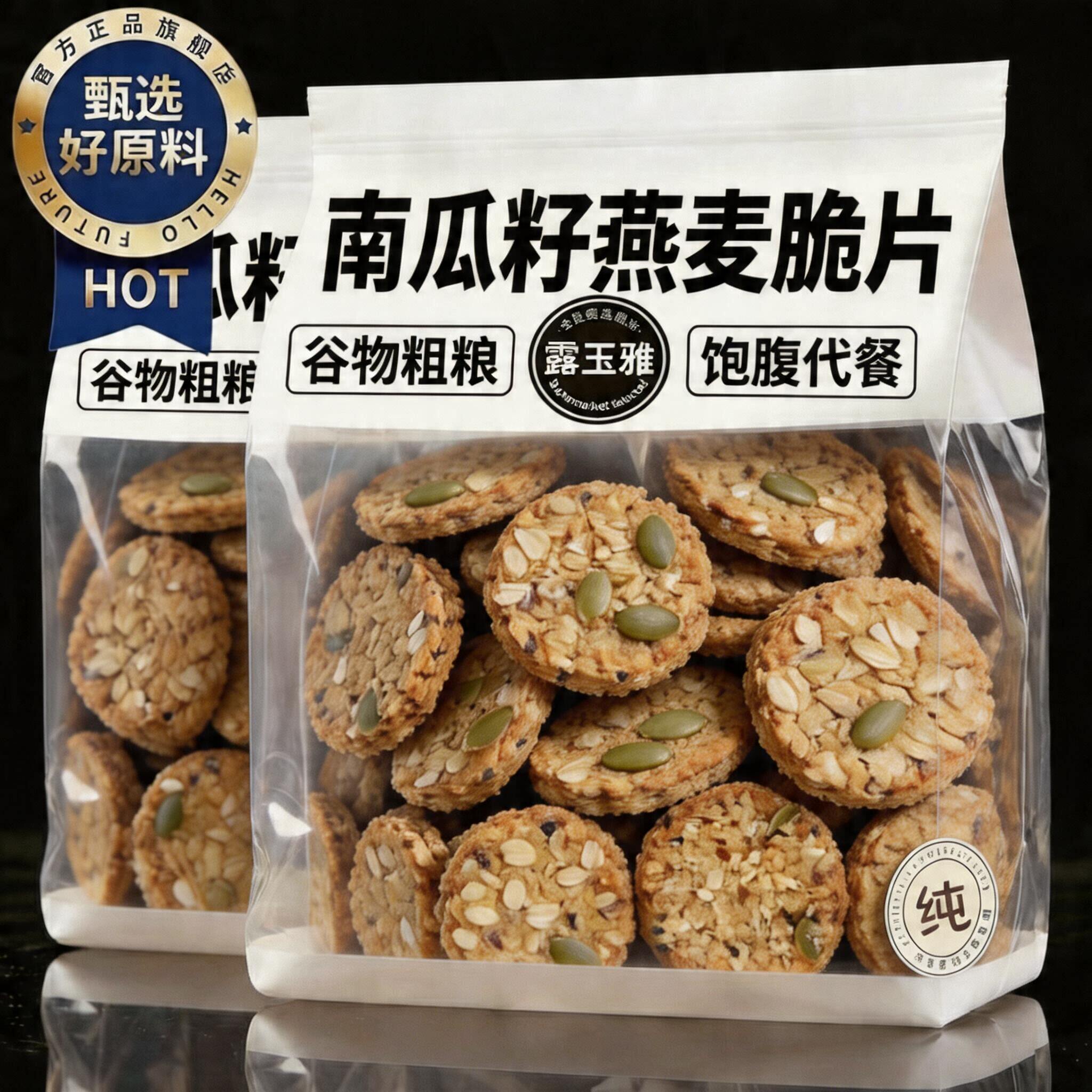 无糖南瓜籽子燕麦脆片燕麦饼干全粗粮饼抗饿饱腹代餐饼官方旗舰店