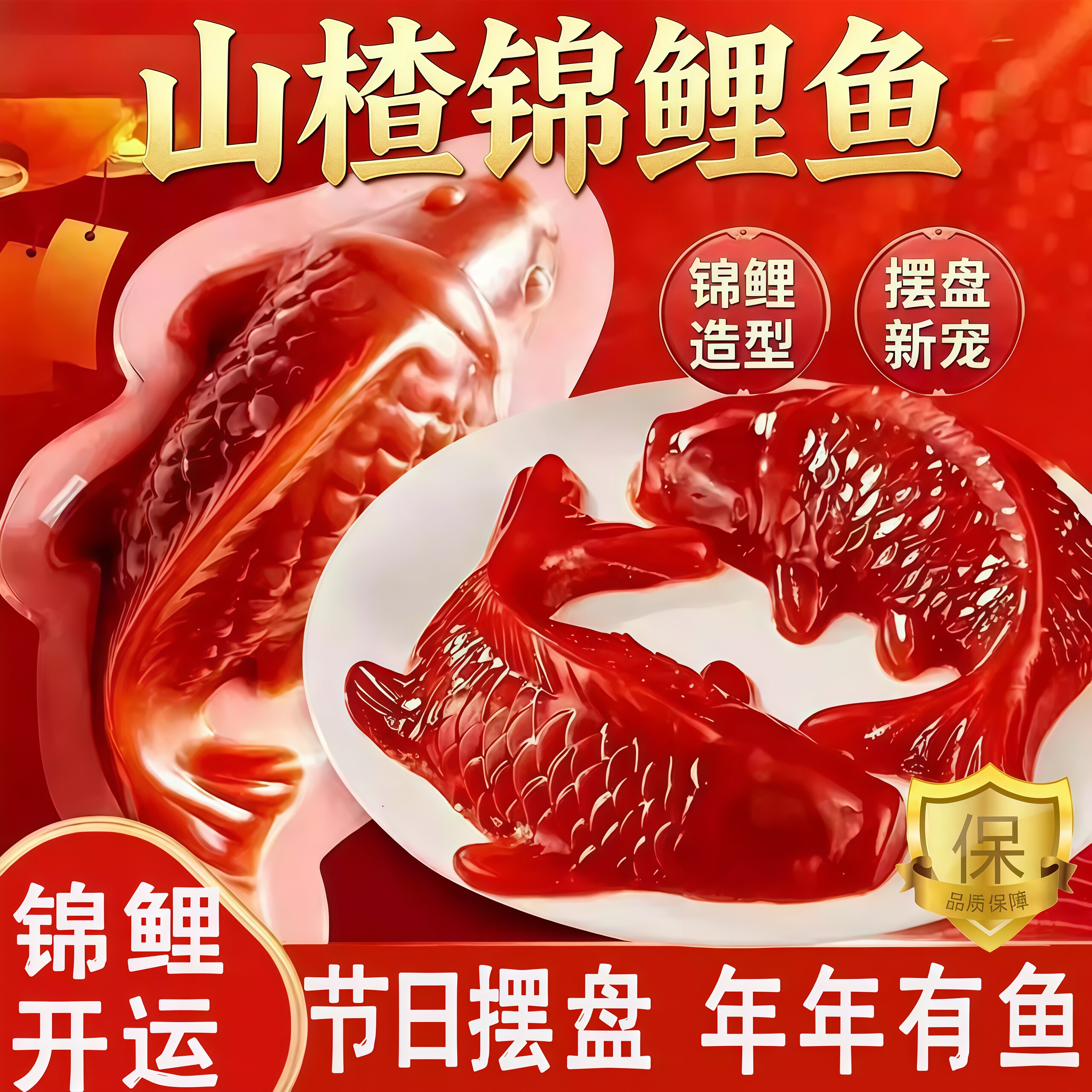 锦鲤山楂鱼无添加旗舰店山楂糕鲤鱼年年有余过年夜饭年货八方来财
