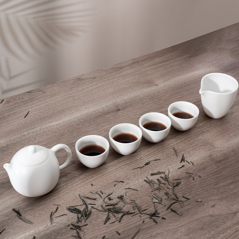 德化羊脂玉高档白瓷茶壶q龙蛋壶哑光磨砂茶具套装家用客厅手工泡