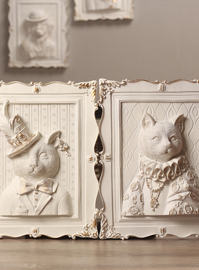 欧式壁挂创意家居客厅背景墙装饰画浮雕动物N壁挂画酒店铺壁饰挂