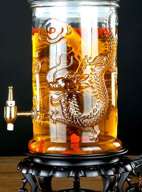 泡酒玻璃瓶带龙头1m0斤20斤家用加厚泡酒坛子密封罐葡萄酿酒泡酒
