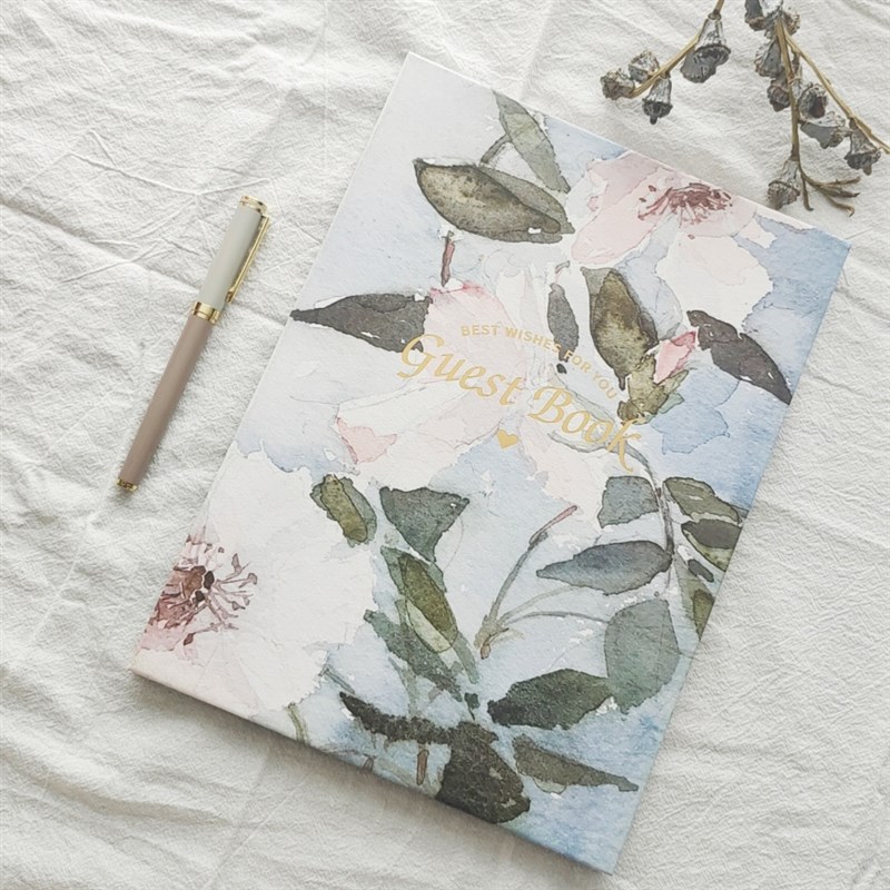 水彩油画款婚礼签到册会议t商务签到本签名册礼金簿会议结婚礼金