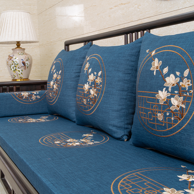 中式红木沙c发坐垫实木家具沙发海绵垫子防滑定做罗汉床加厚五件