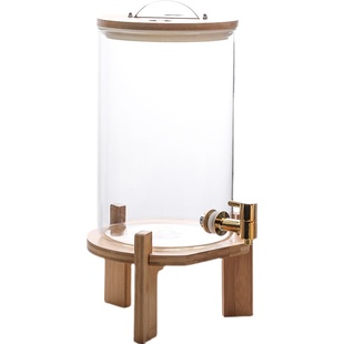 带龙头凉水壶g大容量冷水壶家用玻璃自助餐可乐鼎柠檬茶饮料果汁