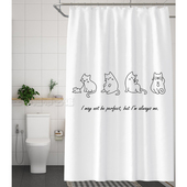 卡通猫咪防水浴室帘儿童清新隔断挡D水帘卫生间加厚洗澡帘子送挂