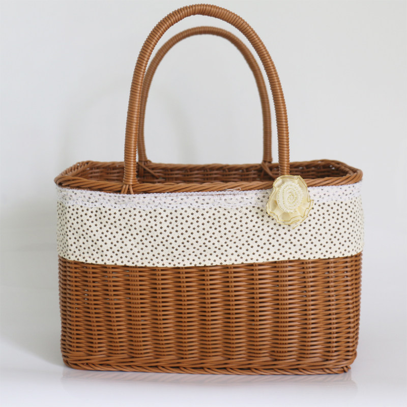 仿藤编购物篮买菜篮子手提花篮鸡蛋篮野餐M篮宠物水果篮布艺礼品,收纳整理,购物篮,淘宝优惠券,粉丝福利购,淘宝优惠卷