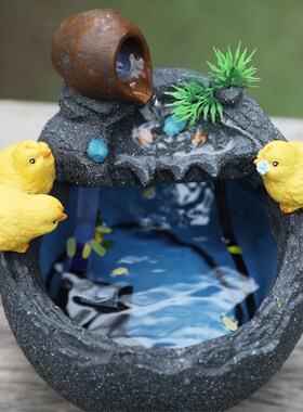创意流水喷泉摆件花盆栽水培植物个性多肉花瓶O阳台小鸡装饰品礼