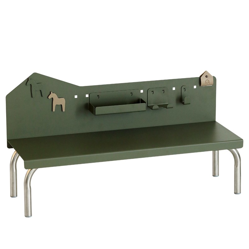 墨绿色咖啡桌边收纳架 铁t艺置物洞洞板 桌面增高架轻奢创意文具