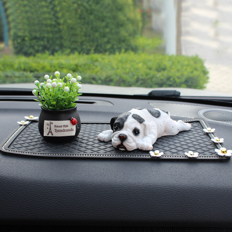 可爱漂亮汽车饰h品仿真狗车载斗牛犬动物模型沙皮狗车内小摆件男
