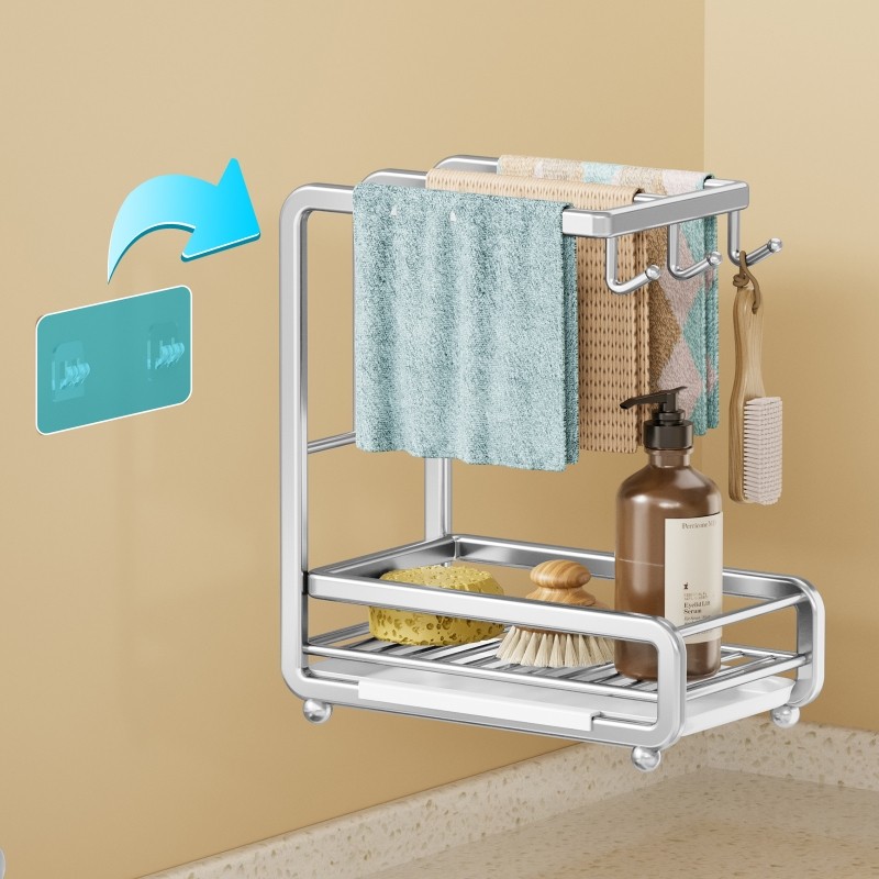 不锈钢抹布架厨房置物架水槽洗碗布沥水架海N绵沥水篮钢丝球收纳,厨房/烹饪用具,厨房置物架/置物柜/角架,淘宝优惠券,粉丝福利购,淘宝优惠卷