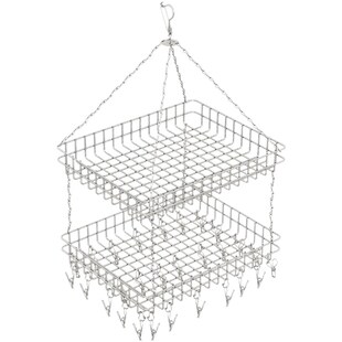 不锈钢晾b衣架袜架晒内衣裤阳台多功能方形晒衣篮子防风多夹子家