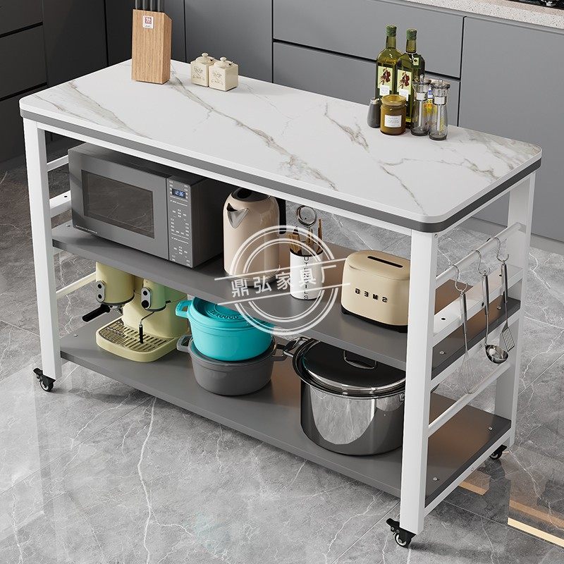 厨房岩板置物架切菜桌落地多层可移动操作台微波S炉烤箱储物架带