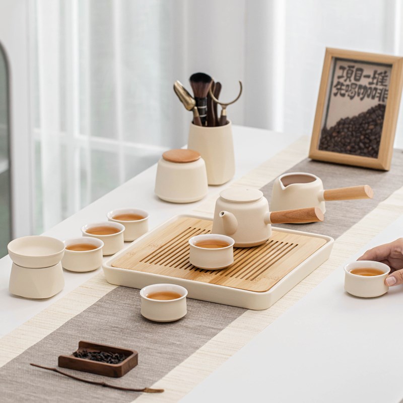 功夫茶具套c装2024新款家用小茶台一G整套喝茶壶陶瓷泡茶盘轻奢高