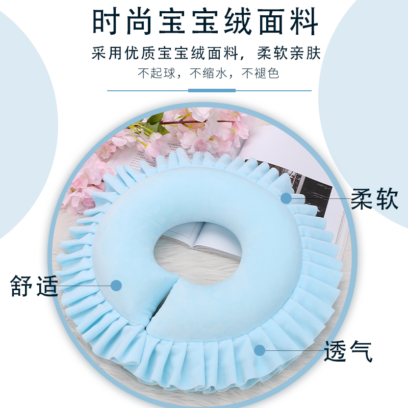 记忆棉新款美容床枕头趴枕t枕可拆洗圆形按摩美体理疗面枕爬枕毛