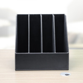包邮 收纳框商务办公用品特价 b皮革四排桌面A4文件框座架 高档时尚