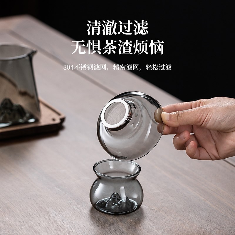 高档观山木把加厚玻璃泡s茶壶耐高温煮茶器盖碗茶杯过滤网茶具套