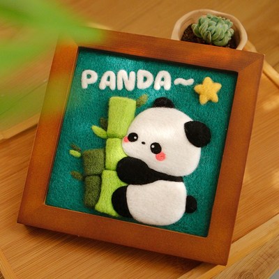 羊毛毡戳戳d乐手工diy材料包打发时间相框画桌面摆件送朋友礼物