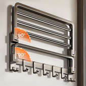 卫生间毛巾架免打孔可折叠浴巾架置D物架一体挂架厕所洗澡间收纳