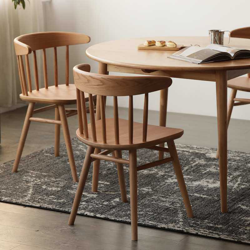 实木餐椅北欧简约复古餐桌椅时尚温莎椅休闲靠背椅酒吧咖啡椅子