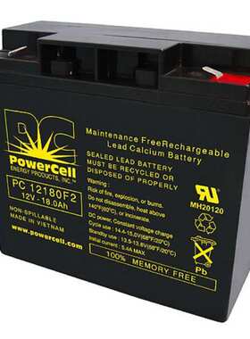 powercell蓄电池PC12400 免维护12V40AH节能供电系统黑色质保三年