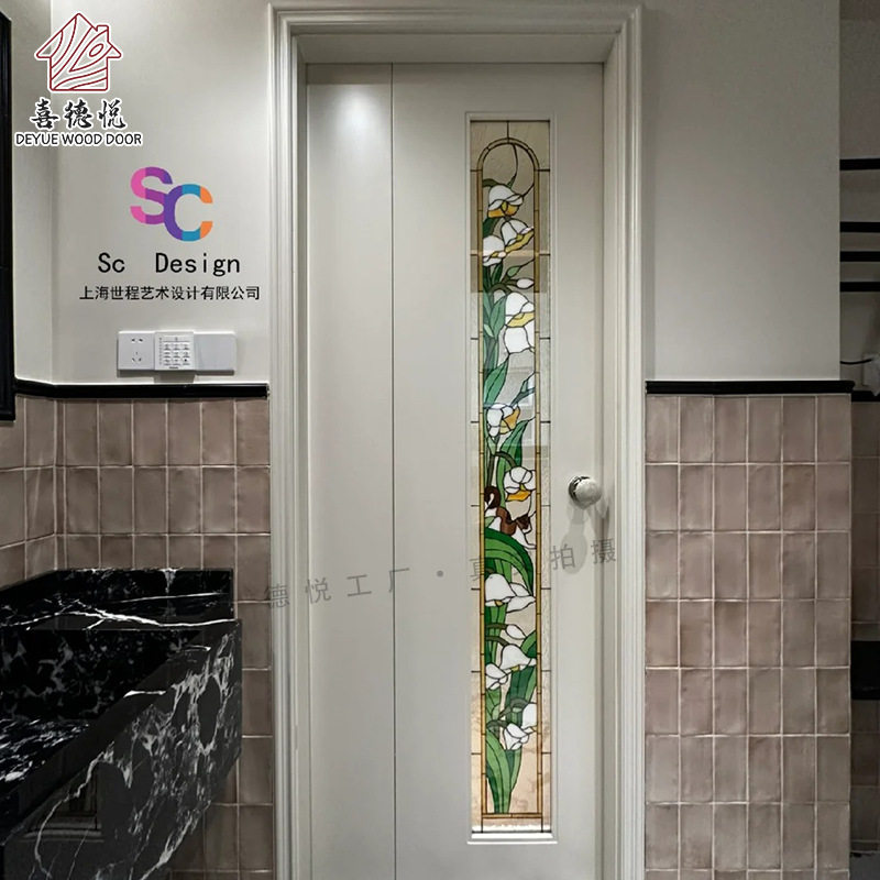 欧式彩绘磨砂贴膜透光不透明自粘卫生间浴室门厕所门房间门