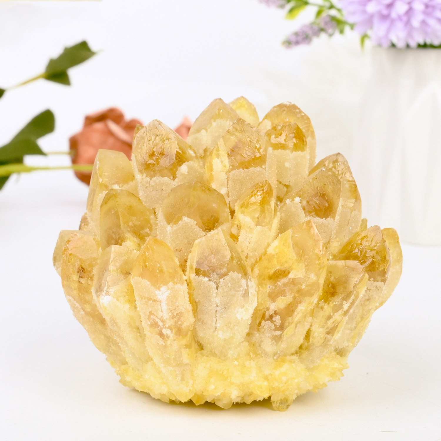 天然黄水晶簇摆件水晶家居装饰消磁原石观赏石办公室桌面商务礼品
