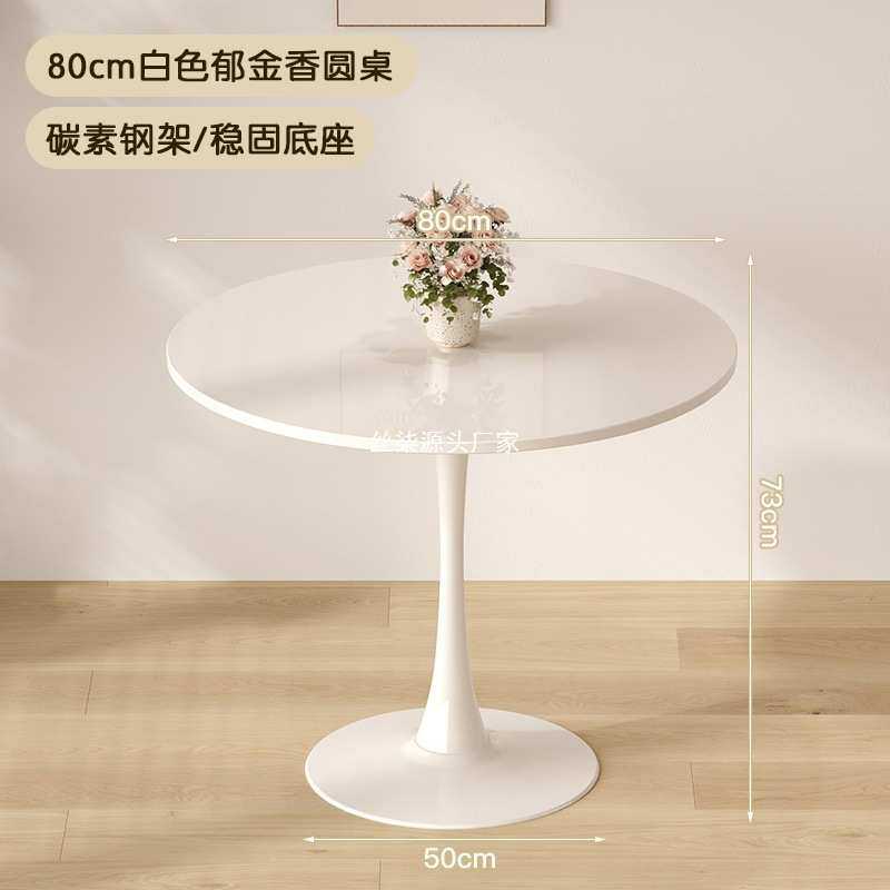 白色小圆形桌子郁金香阳台店洽谈桌椅组合小型餐桌休闲奶茶咖啡桌
