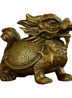 铜龙龟摆件龙生九子霸下荣归金鳌客厅书房桌面文U玩收藏镇纸赑屃