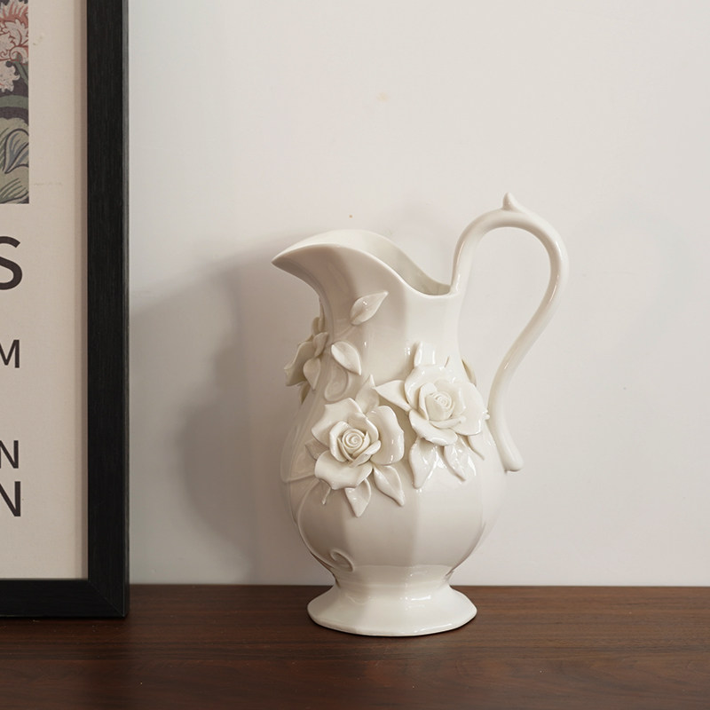 【推荐!】c高档欧式宫廷精致手捏玫瑰陶瓷花瓶 立体花卉桌面花器,家居饰品,花瓶,淘宝优惠券,粉丝福利购,淘宝优惠卷