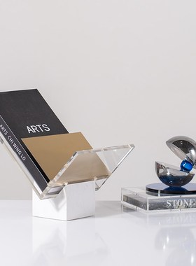 x形书架摆件立架书托三脚u杂志架售楼处样板间书架亚克力报刊展架