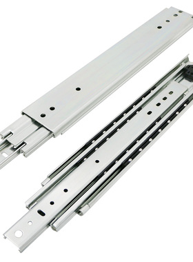 76宽工业重型滑轨超加厚承重抽屉滑道房车柜三P节滚珠带锁轨道导