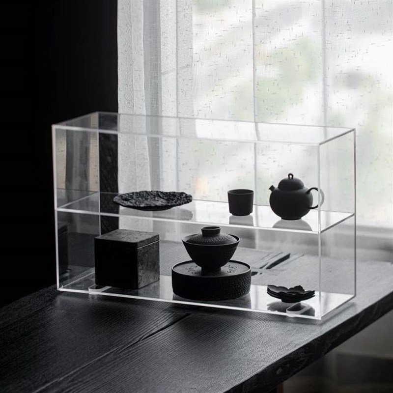 透明亚克力茶具收纳架家用茶杯y置物架烟灰色茶色茶壶展示架可定