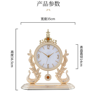 新款欧式复古座钟桌面钟表摆件轻奢时钟摆台式客S厅家用座钟石英