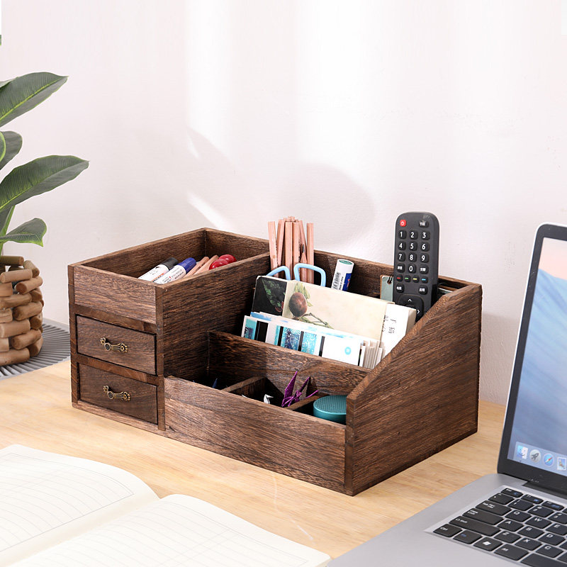 实木桌面收纳盒学生笔筒办公文具置物架J化妆品分格架子口红整理,收纳整理,桌面收纳盒,淘宝优惠券,粉丝福利购,淘宝优惠卷