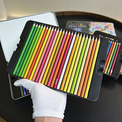 出口整单!性价比巨高!铁盒装x素描油性绘画画美术彩色铅笔72色装