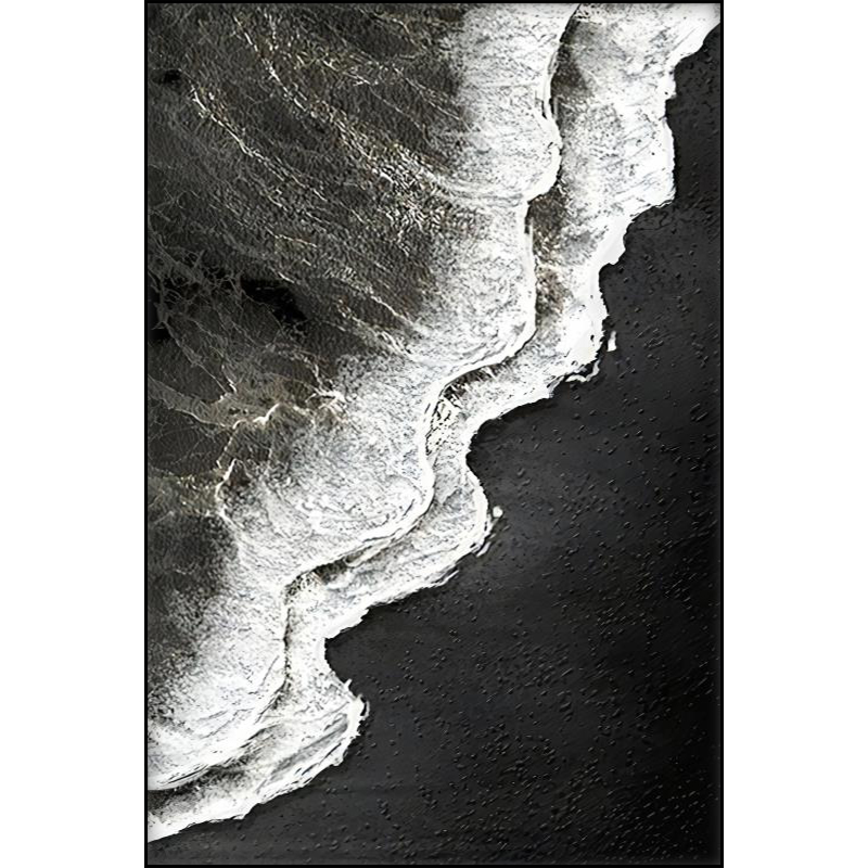 手绘肌理抽d象油画客厅玄关饭厅背景墙面装饰画高级黑白灰沙滩壁图片