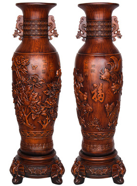 花瓶摆件一对大号落地大型中式办公室酒店大厅R客厅电视柜两边装